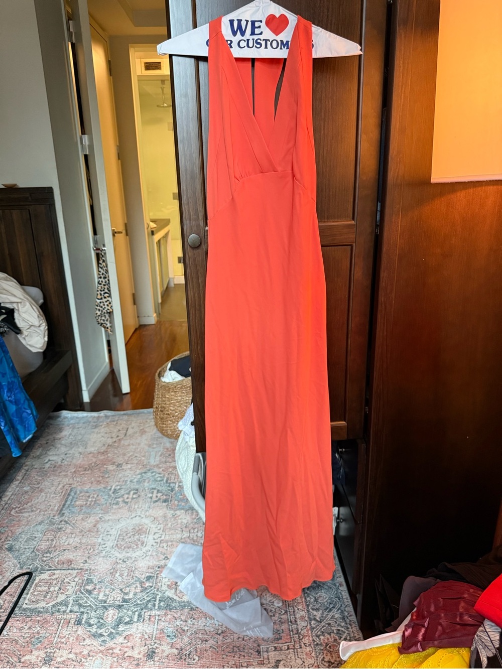 Mango Coral Backless Maxi Dress